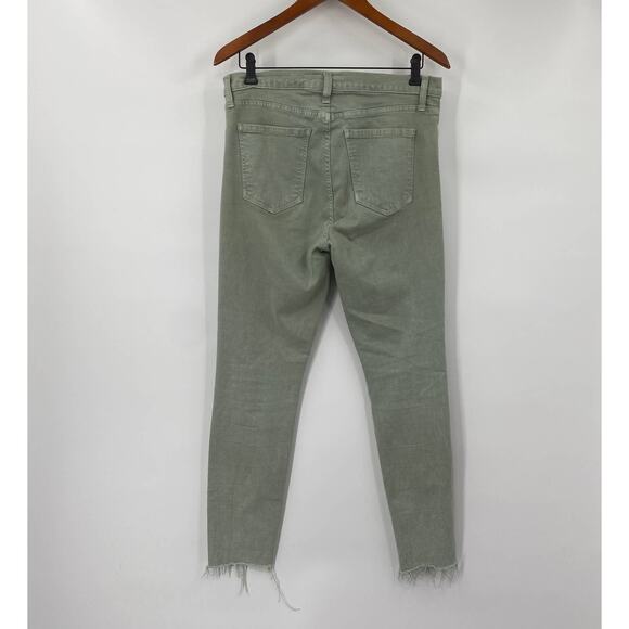 Current Elliot High Waist Stiletto Jeans Skinny Raw Cut Hem Sage Green Womens 32 - Picture 4 of 8